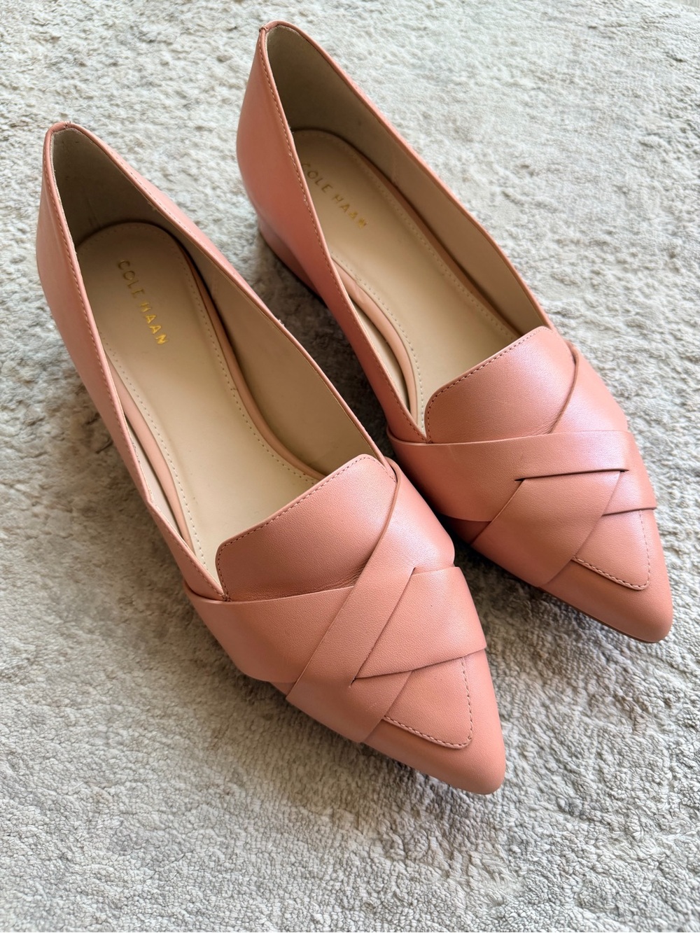 Cole Haan Camila Skimmer Mahogany Rose Pink Leather Pointed Toe Flats Size 7B